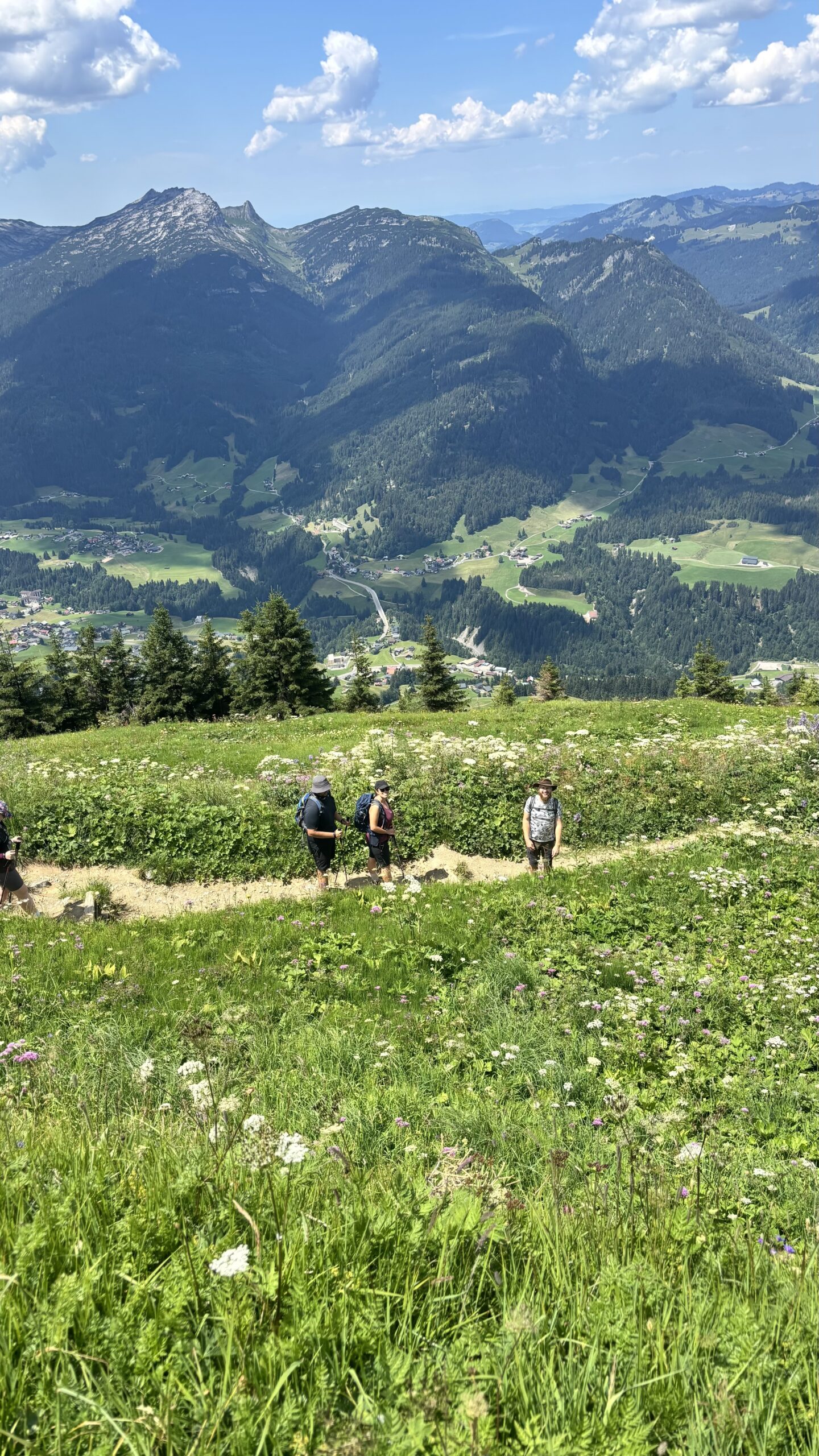 Wandergruppe über dem Tal